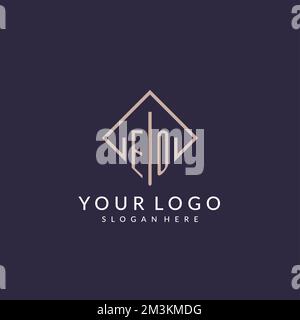 EO initial monogram logo with rectangle style design ideas Stock Vector