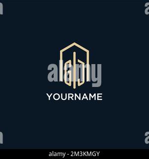 GJ initial monogram logo with hexagonal shape style, real estate logo design ideas inspiration vector Stock Vector