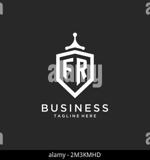 FR monogram logo initial with shield guard shape design ideas Stock Vector
