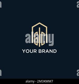 GC initial monogram logo with hexagonal shape style, real estate logo design ideas inspiration vector Stock Vector