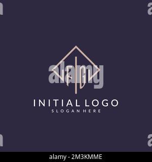 FG initial monogram logo with rectangle style design ideas Stock Vector