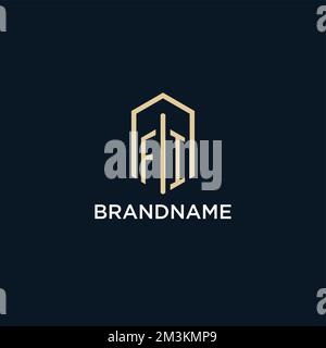 FI initial monogram logo with hexagonal shape style, real estate logo design ideas inspiration vector Stock Vector