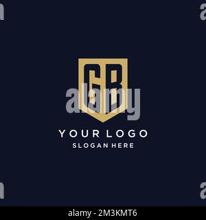 GB monogram initials logo design with shield icon template Stock Vector