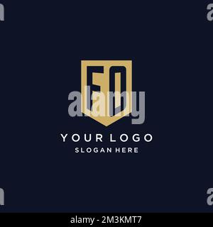 FO monogram initials logo design with shield icon template Stock Vector