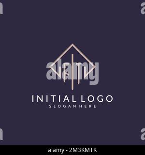 FT initial monogram logo with rectangle style design ideas Stock Vector