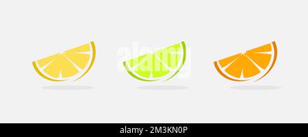 Lemon lime and Orange Fruit Juice Pulp logo on blackground Stock Vector