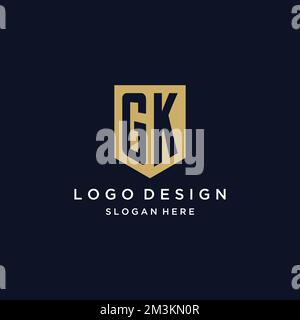 GK monogram initials logo design with shield icon template Stock Vector