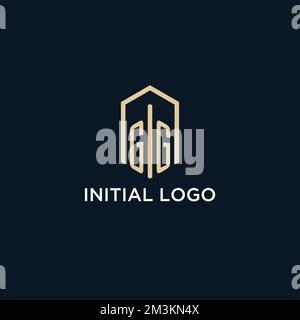 GG initial monogram logo with hexagonal shape style, real estate logo design ideas inspiration vector Stock Vector