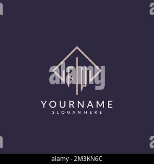 FW initial monogram logo with rectangle style design ideas Stock Vector