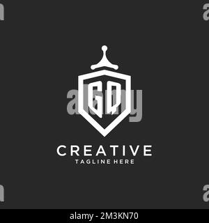 GQ monogram logo initial with shield guard shape design ideas Stock Vector
