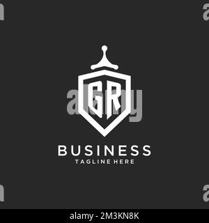 GR monogram logo initial with shield guard shape design ideas Stock Vector