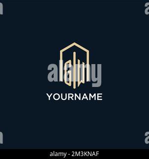 GW initial monogram logo with hexagonal shape style, real estate logo design ideas inspiration vector Stock Vector