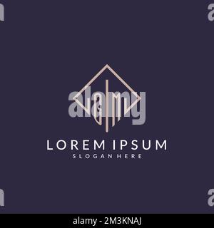 GM initial monogram logo with rectangle style design ideas Stock Vector