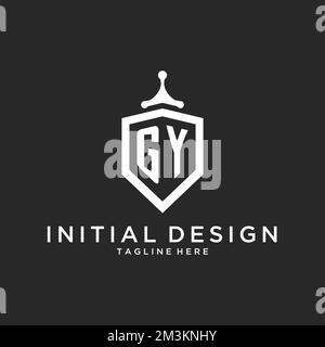 GY monogram logo initial with shield guard shape design ideas Stock Vector