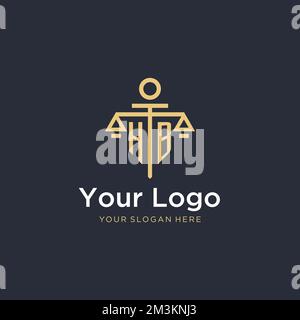 HB initial monogram logo with scale and pillar style design ideas Stock Vector