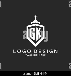 GK monogram logo initial with shield guard shape design ideas Stock Vector