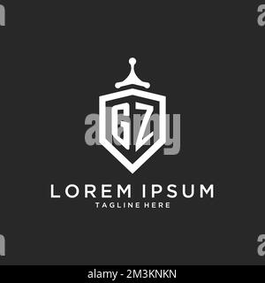 GZ monogram logo initial with shield guard shape design ideas Stock Vector