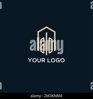 GO initial monogram logo with hexagonal shape style, real estate logo design ideas inspiration vector Stock Vector