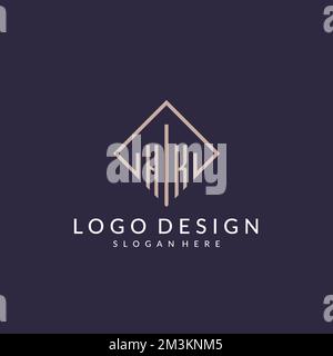 HK initial monogram logo with rectangle style design ideas Stock Vector