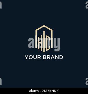 HC initial monogram logo with hexagonal shape style, real estate logo design ideas inspiration vector Stock Vector