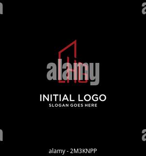HG initial monogram with building logo design ideas Stock Vector
