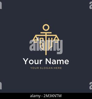 GW initial monogram logo with scale and pillar style design ideas Stock Vector