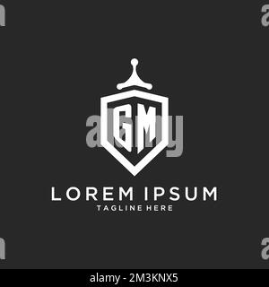 GM monogram logo initial with shield guard shape design ideas Stock Vector