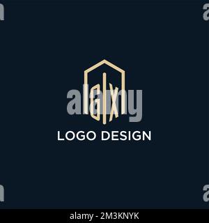 GX initial monogram logo with hexagonal shape style, real estate logo design ideas inspiration vector Stock Vector