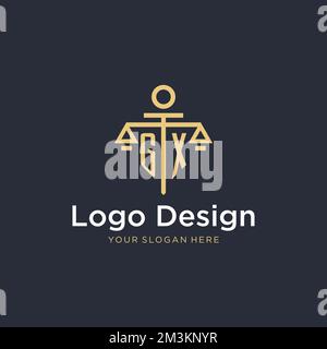 GX initial monogram logo with scale and pillar style design ideas Stock Vector
