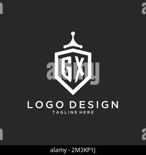 GX monogram logo initial with shield guard shape design ideas Stock Vector