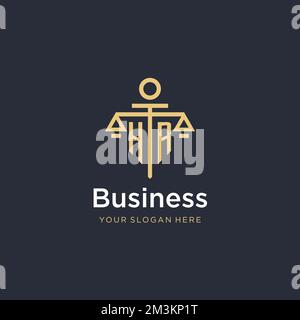 HR initial with scale of justice logo design template, luxury law and ...
