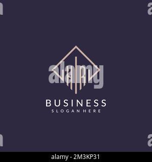 HR initial monogram logo with rectangle style design ideas Stock Vector