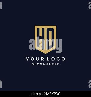 HO monogram initials logo design with shield icon template Stock Vector