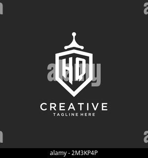 HQ monogram logo initial with shield guard shape design ideas Stock Vector