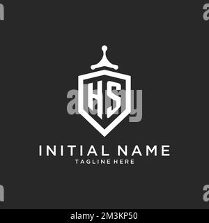 HS monogram logo initial with shield guard shape design ideas Stock Vector