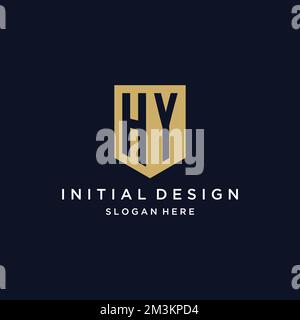 HY monogram initials logo design with shield icon template Stock Vector