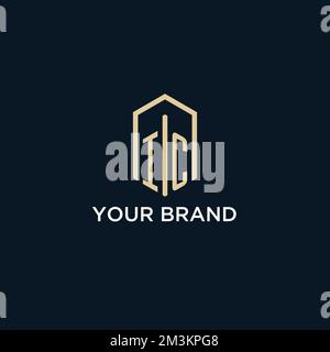 IC initial monogram logo with hexagonal shape style, real estate logo design ideas inspiration vector Stock Vector