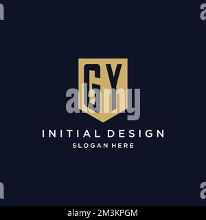 GY monogram initials logo design with shield icon template Stock Vector