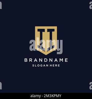 II monogram initials logo design with shield icon template Stock Vector