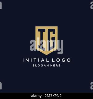IG monogram initials logo design with shield icon template Stock Vector
