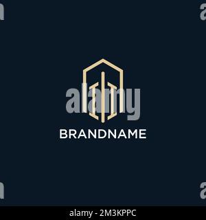 II initial monogram logo with hexagonal shape style, real estate logo design ideas inspiration vector Stock Vector