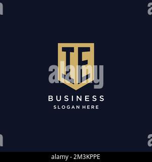 IE monogram initials logo design with shield icon template Stock Vector