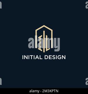 IL initial monogram logo with hexagonal shape style, real estate logo design ideas inspiration vector Stock Vector