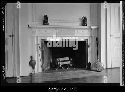 Peirce-Nichols House, Salem, interior, fireplace , Interiors, Fireplaces. Samuel Chamberlain Photograph Negatives Collection Stock Photo