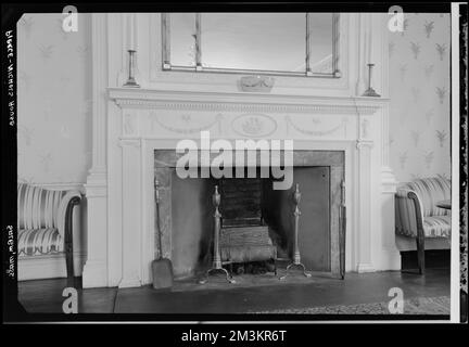 Peirce-Nichols House, Salem, interior, fireplace , Interiors, Fireplaces. Samuel Chamberlain Photograph Negatives Collection Stock Photo