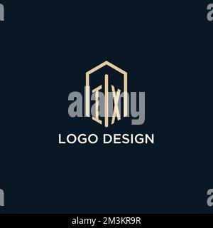 IX initial monogram logo with hexagonal shape style, real estate logo design ideas inspiration vector Stock Vector