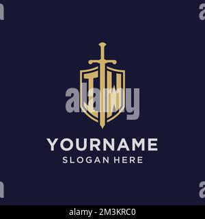IW initial monogram logos with sword and shield shape design ideas ...