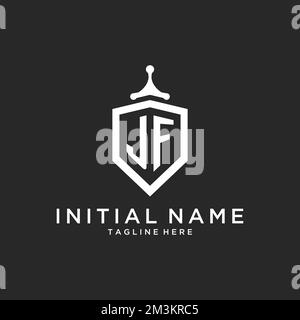 JF monogram logo initial with shield guard shape design ideas Stock Vector