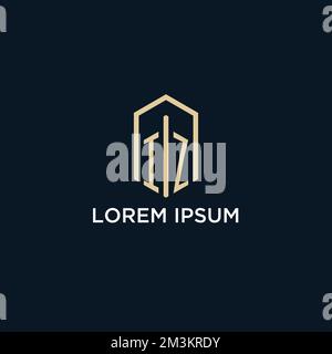 IZ initial monogram logo with hexagonal shape style, real estate logo design ideas inspiration vector Stock Vector