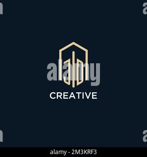 JD initial monogram logo with hexagonal shape style, real estate logo design ideas inspiration vector Stock Vector